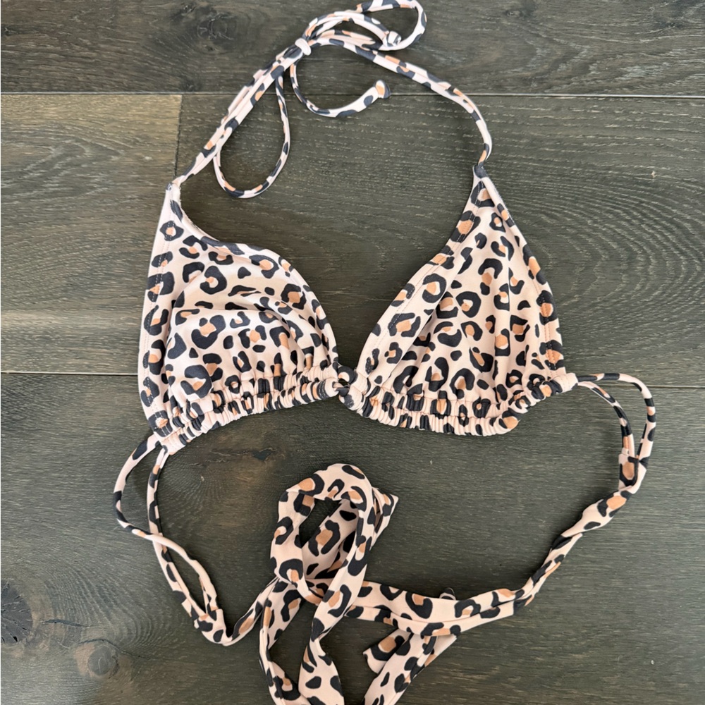 Leopard Print Triangle Bikini Top